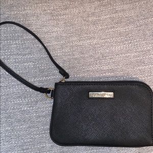 Calvin Klein Black Leather Wristlet